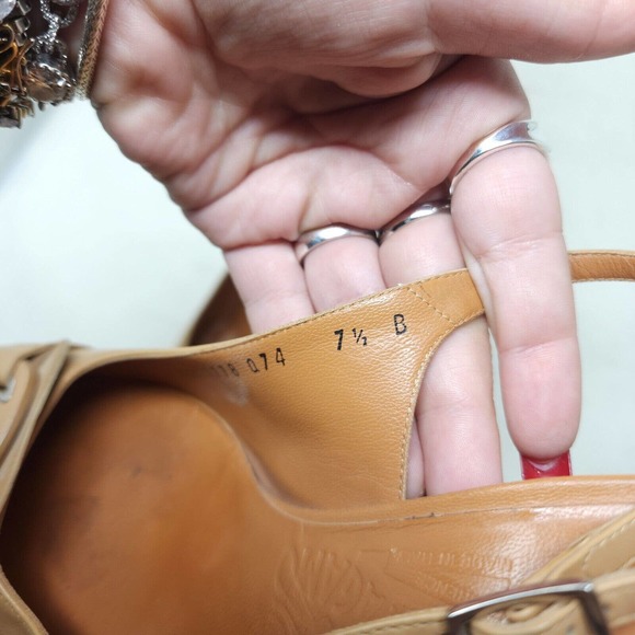 Salvatore Ferragamo Womens Heels Tan Leather Slingback Mule Horsebit Pumps 7.5 - Picture 8 of 12